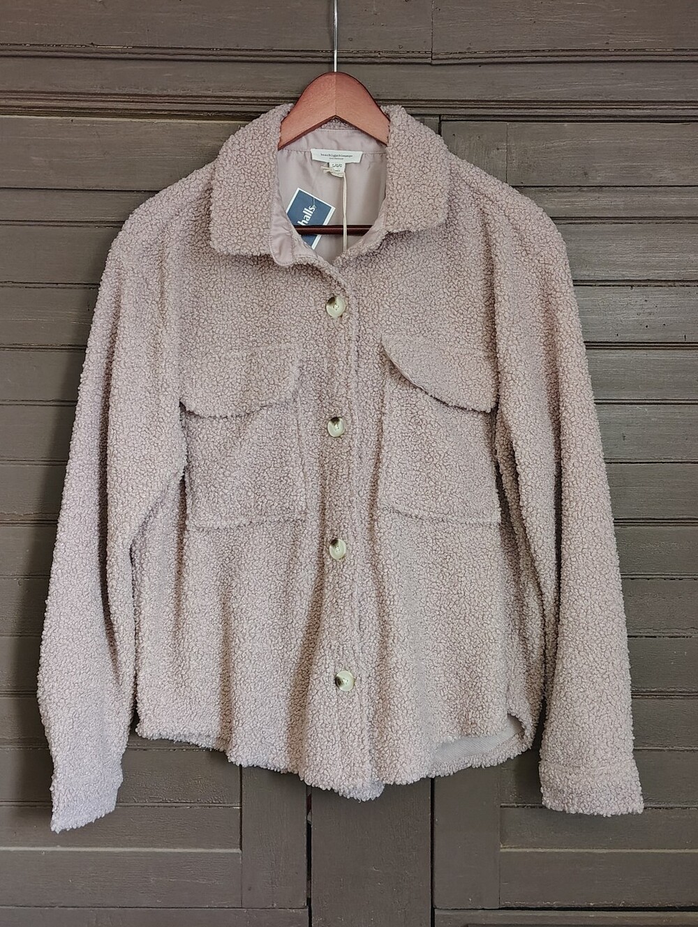 beachlunchlounge Tory Faux Sherpa Cozy  Shacket Size Large NWT